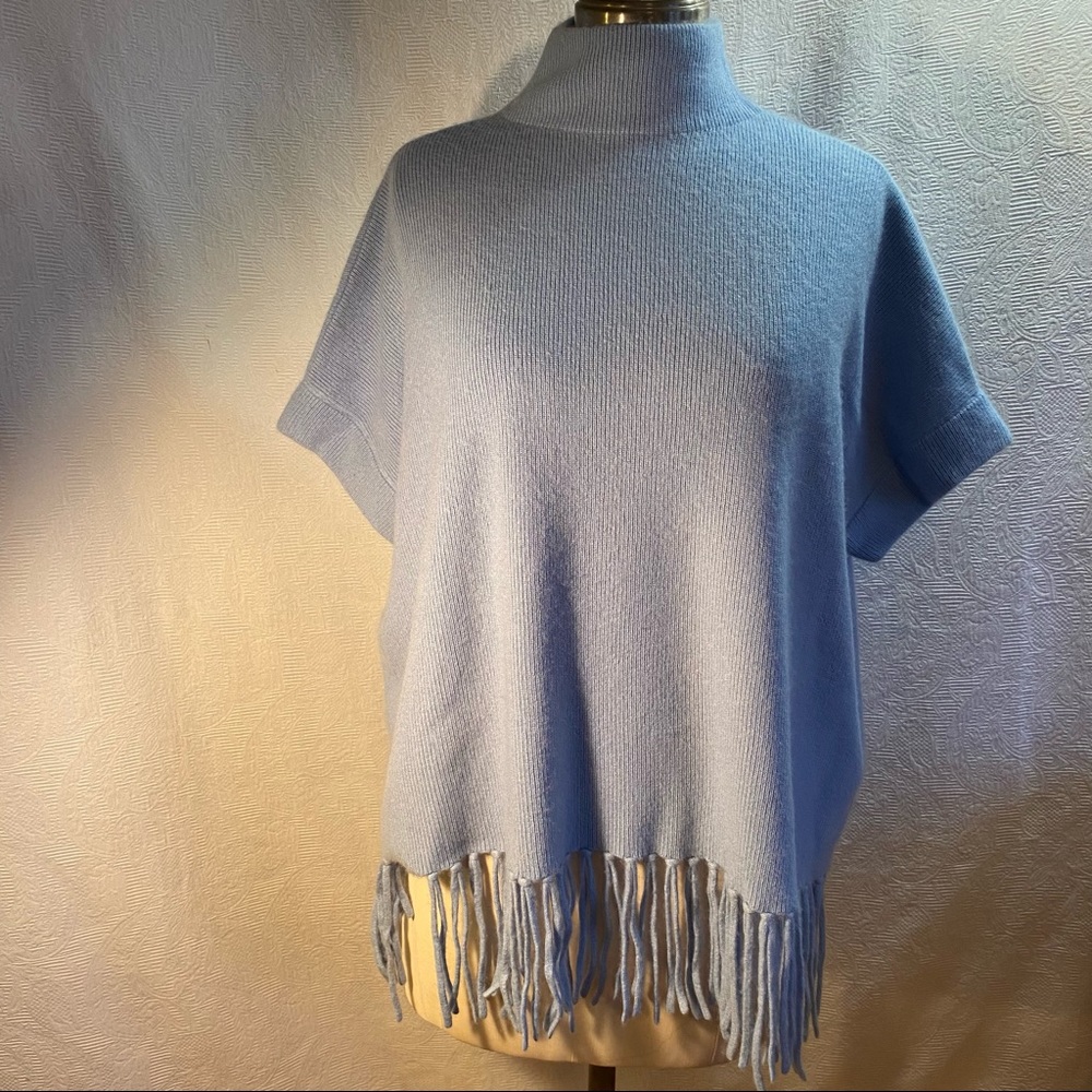 Pure cashmere poncho L/XL powder blue sweater
